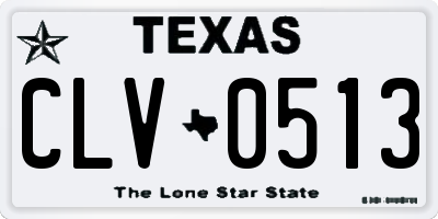 TX license plate CLV0513