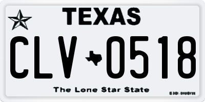TX license plate CLV0518