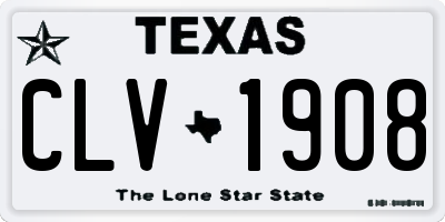 TX license plate CLV1908