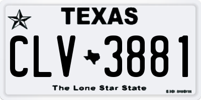 TX license plate CLV3881