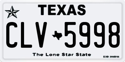 TX license plate CLV5998