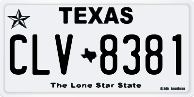TX license plate CLV8381