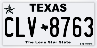 TX license plate CLV8763