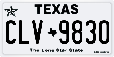 TX license plate CLV9830