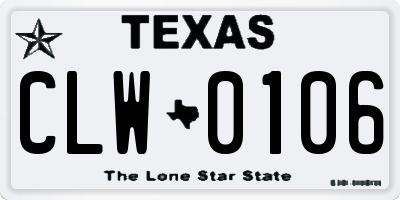 TX license plate CLW0106
