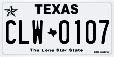 TX license plate CLW0107