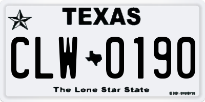 TX license plate CLW0190
