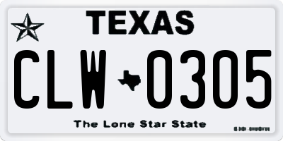 TX license plate CLW0305