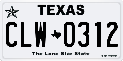 TX license plate CLW0312