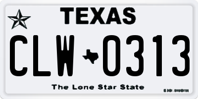 TX license plate CLW0313