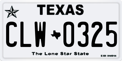 TX license plate CLW0325