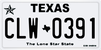 TX license plate CLW0391
