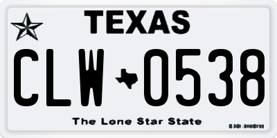 TX license plate CLW0538