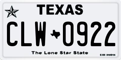 TX license plate CLW0922