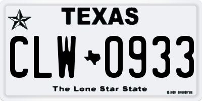TX license plate CLW0933