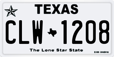 TX license plate CLW1208