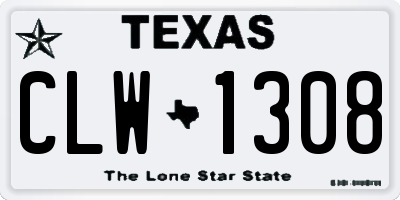 TX license plate CLW1308