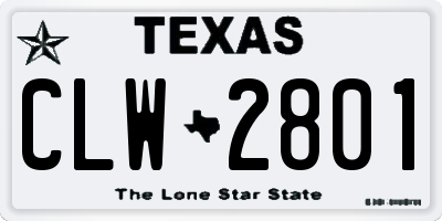TX license plate CLW2801