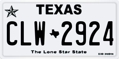 TX license plate CLW2924
