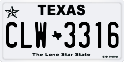 TX license plate CLW3316