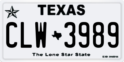 TX license plate CLW3989
