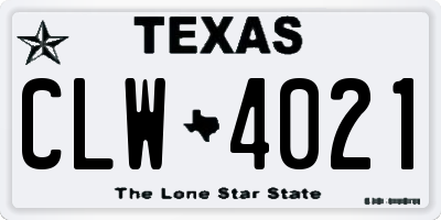 TX license plate CLW4021