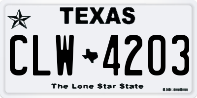 TX license plate CLW4203