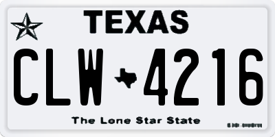 TX license plate CLW4216