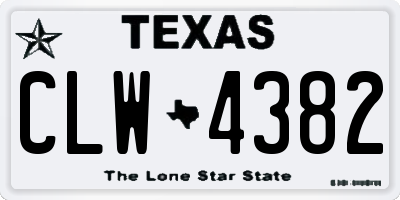 TX license plate CLW4382