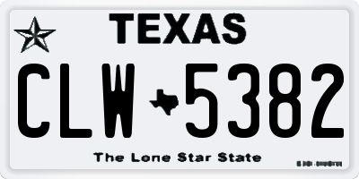 TX license plate CLW5382