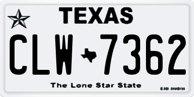 TX license plate CLW7362