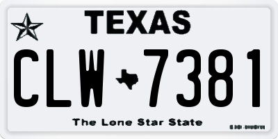 TX license plate CLW7381
