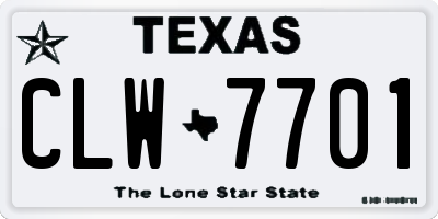TX license plate CLW7701