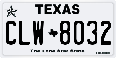 TX license plate CLW8032