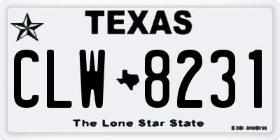 TX license plate CLW8231
