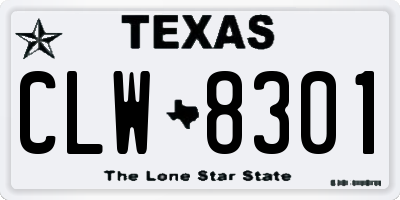 TX license plate CLW8301