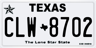 TX license plate CLW8702