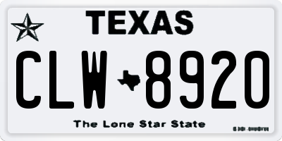 TX license plate CLW8920