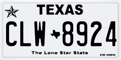 TX license plate CLW8924
