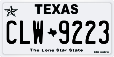 TX license plate CLW9223