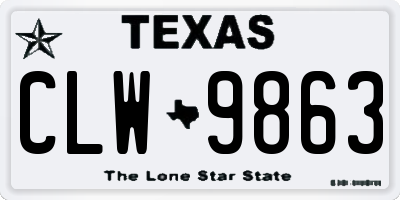 TX license plate CLW9863