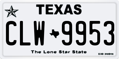 TX license plate CLW9953