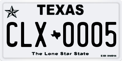 TX license plate CLX0005