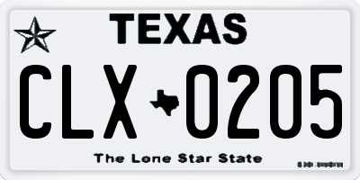 TX license plate CLX0205