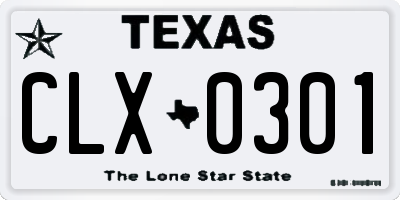 TX license plate CLX0301