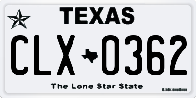 TX license plate CLX0362