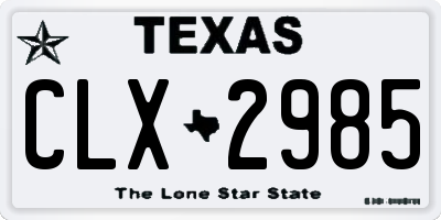 TX license plate CLX2985