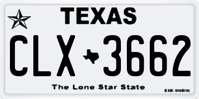 TX license plate CLX3662