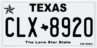 TX license plate CLX8920