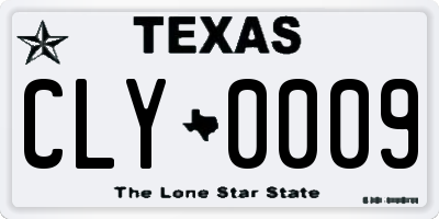 TX license plate CLY0009